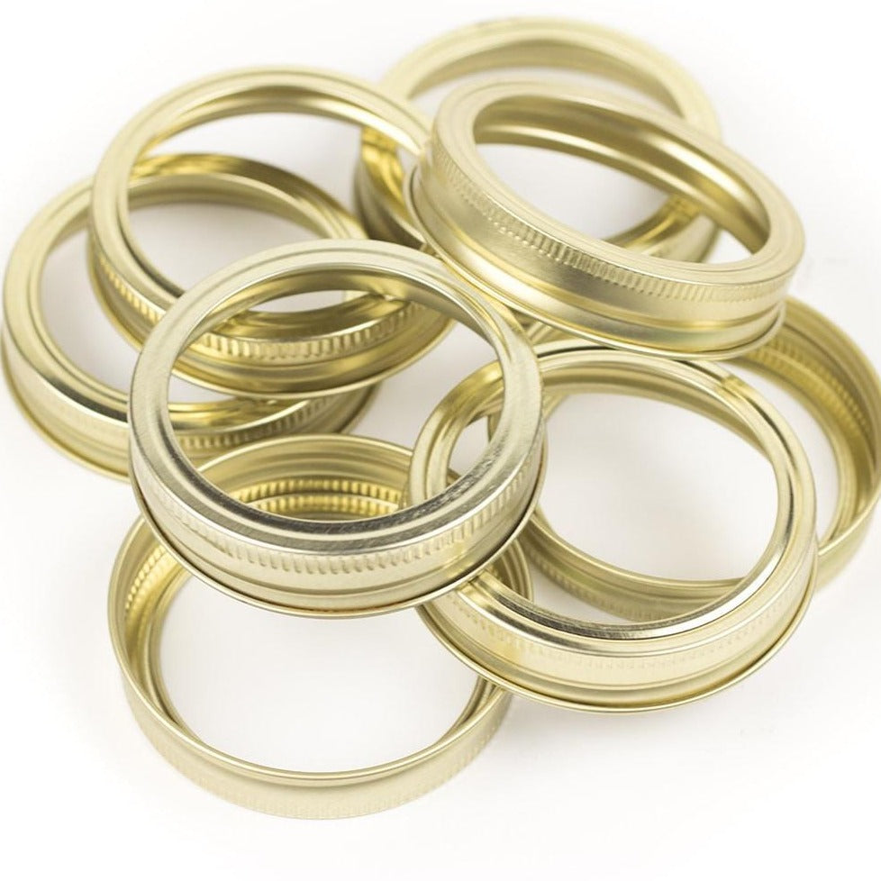 Gold Regular Mouth Canning Lids & Rings - No Retail Packaging {Bulk Available}