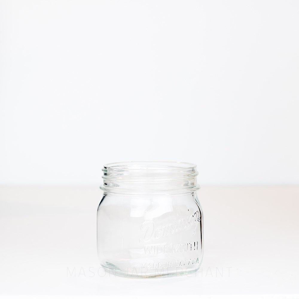 Dominion wide mouth glass mason jar pint on a white background