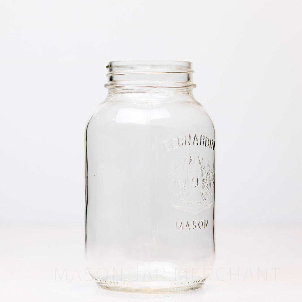 Regular mouth shield half gallon reusable mason jar against a white background