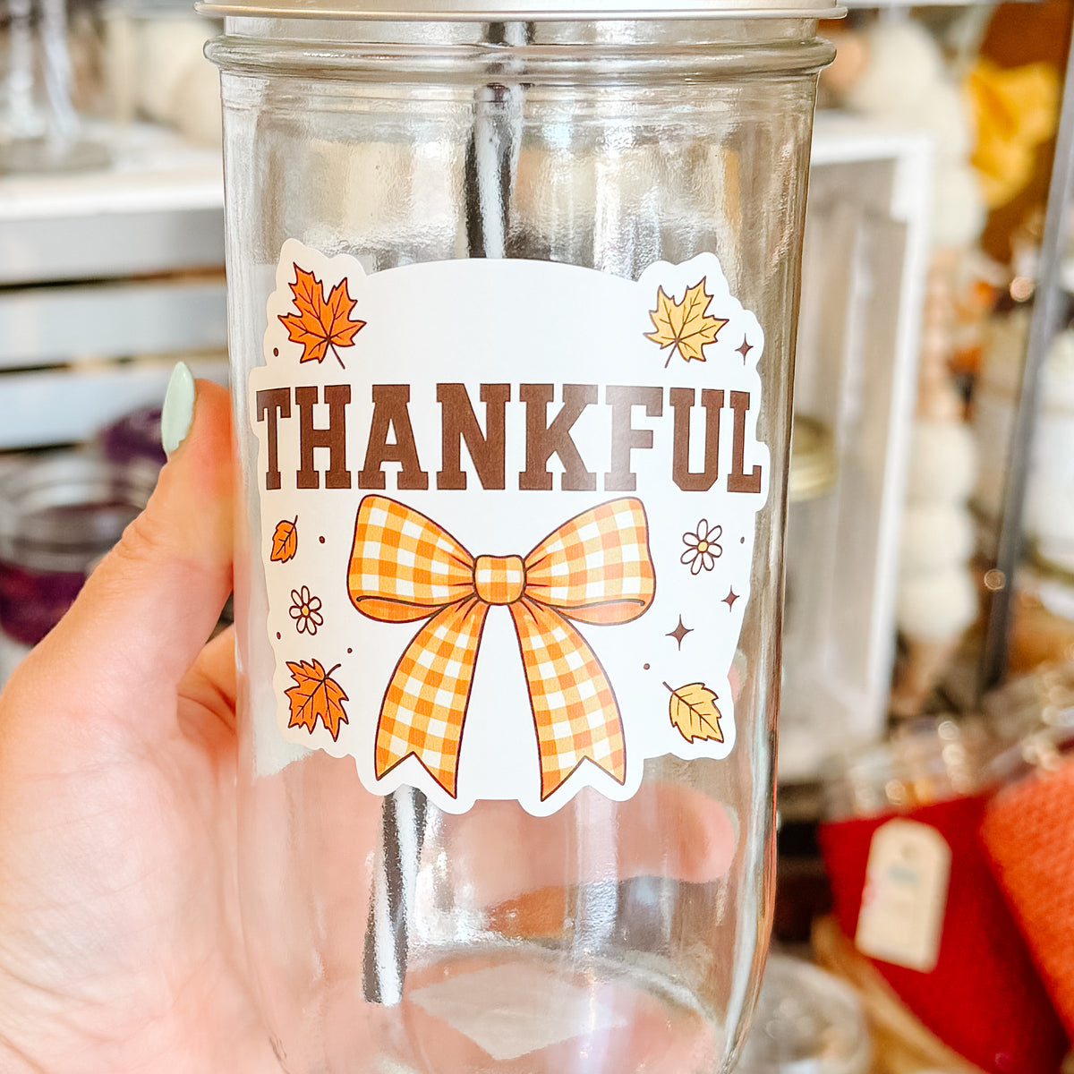 Thankful Mason Jar Tumbler