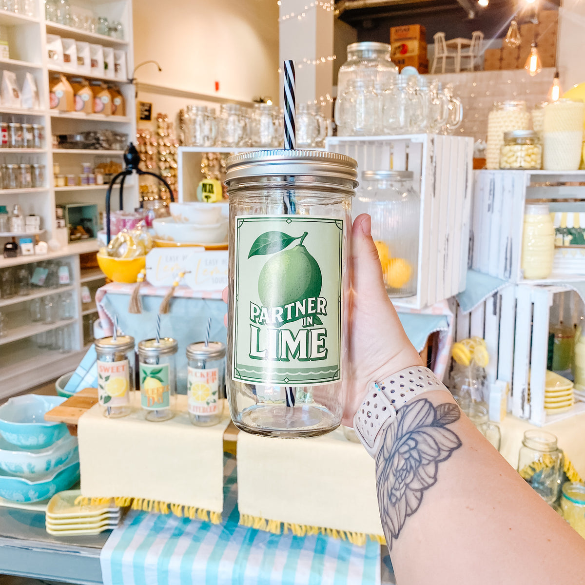 Partner In Lime Mason Jar Tumbler