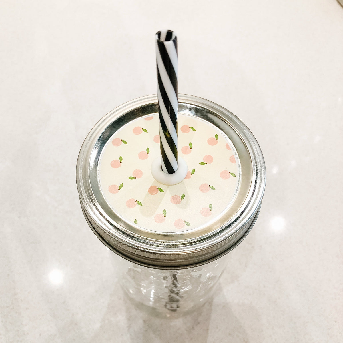 A Peaches n' Cream -with Peach Mason Jar Straw Lid design