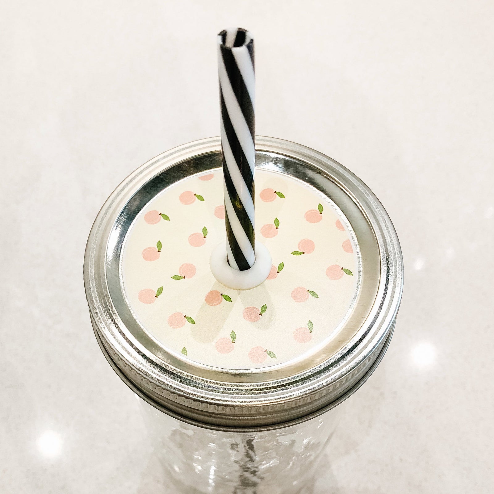 A Peaches n' Cream -with Peach Mason Jar Straw Lid design