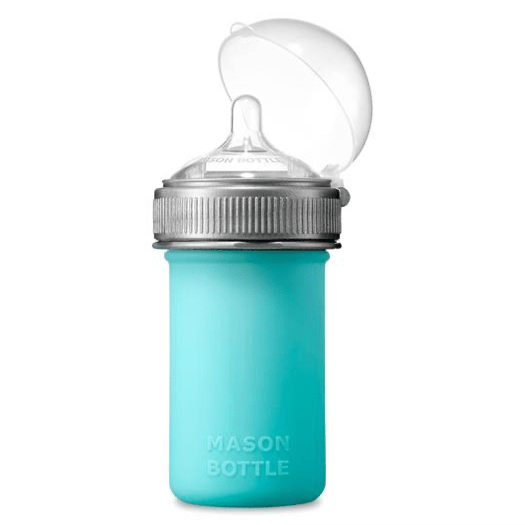 A blue Silicone Baby Bottle