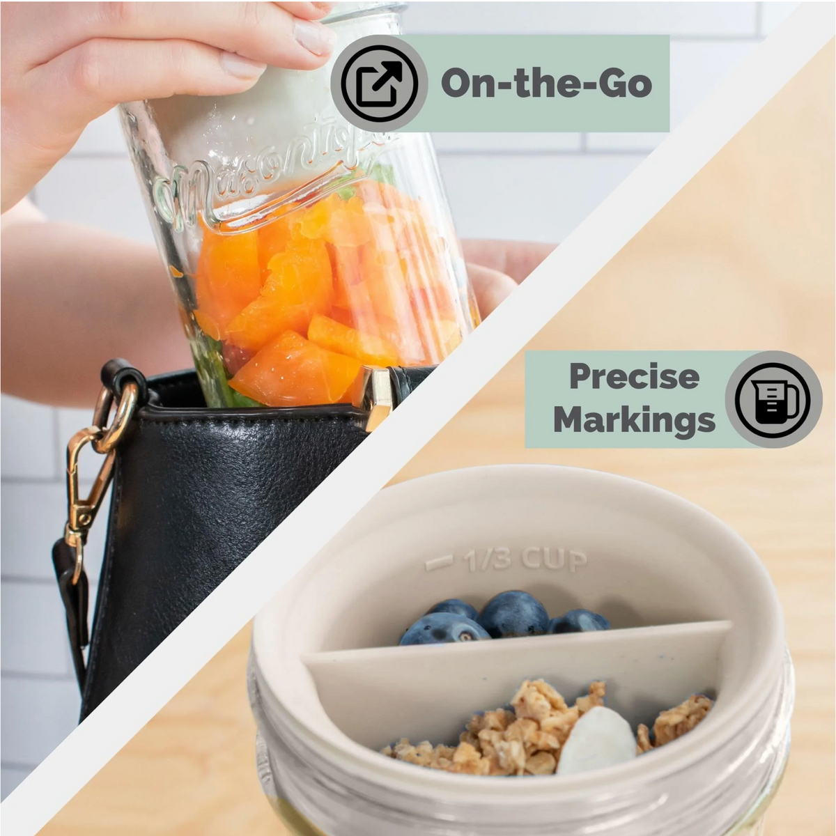an image indicating that there are precise markings on the silicone inserts and can be taken on the go