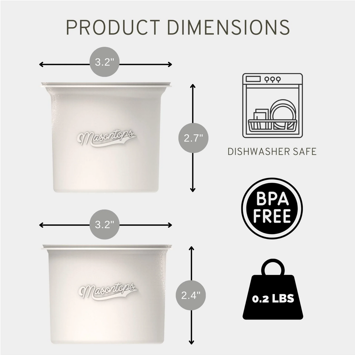 image indicating that the inserts are dishwasher safe, BPA free, and are 3.2"x2.7" and 3.2"x2.4"