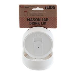 White reusable drink lid for a mason jar against a white background