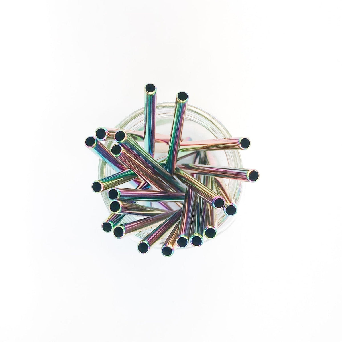 6.25 inch short straight rainbow stainless steel reusable straw