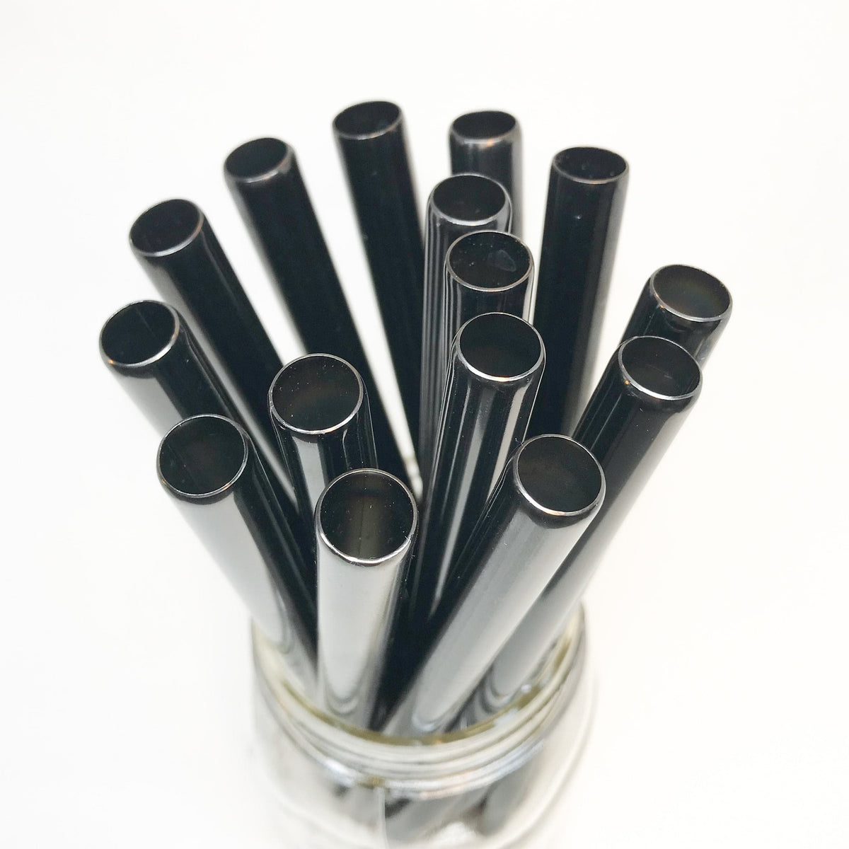 8.5 inch black stainless steel reusable bubble tea straw