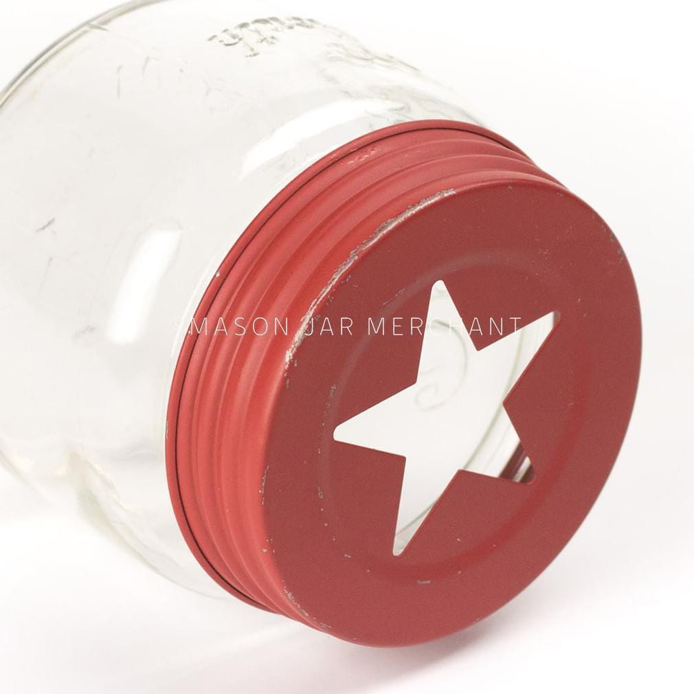 Rustic Red Star Cutout Lid / Candle Topper