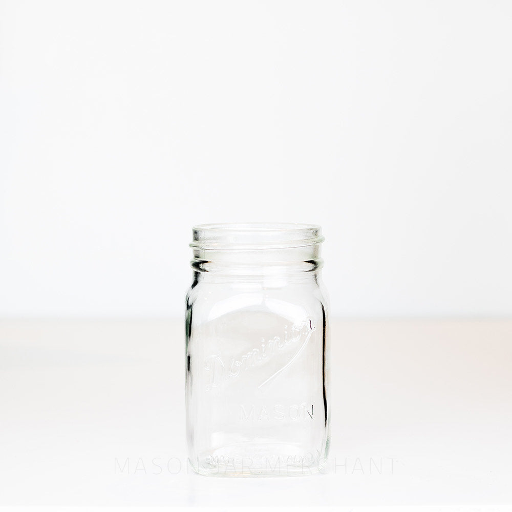 Dominion wide mouth pint mason jar on a white background