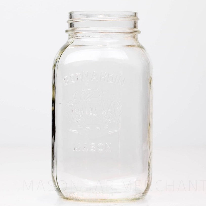 Regular mouth shield half gallon reusable mason jar against a white background