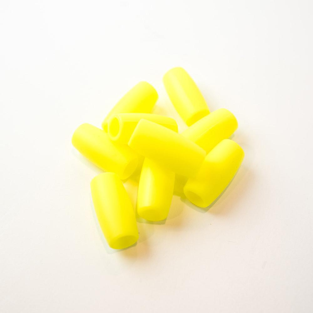 Yellow silicone straw tips for stainless steel straws, set against a white background