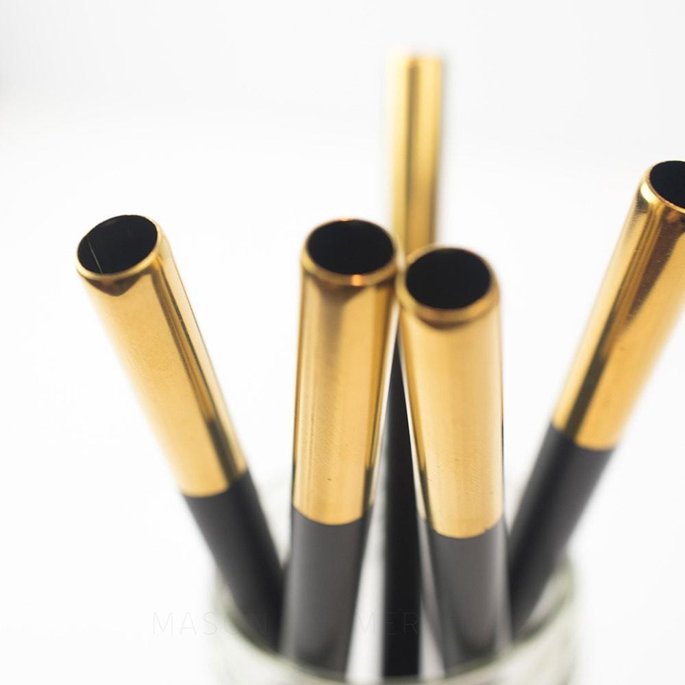 A close up of gold Stainless Steel Reusable Straws