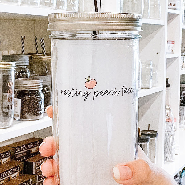 You're A Peach Mason Jar Tumbler - Mason Jar Merchant