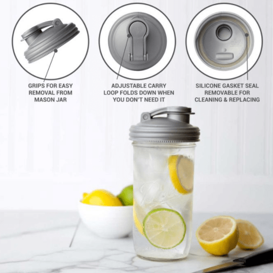 ReCap 'POUR' with Carry Loop - Easy Pour Spout Mason Jar Lid (Wide Mouth)