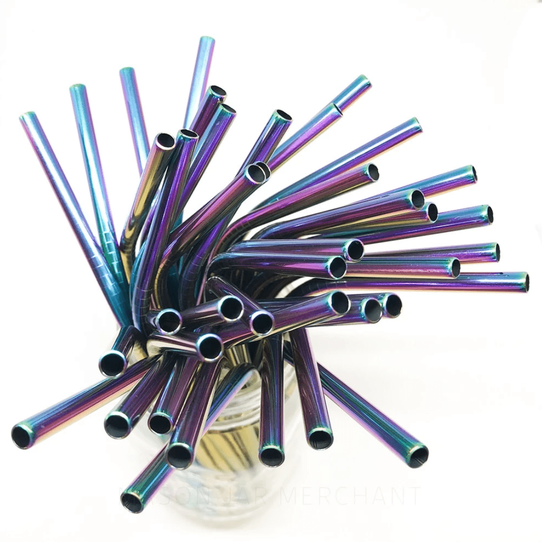8 inch bent rainbow stainless steel reusable straw