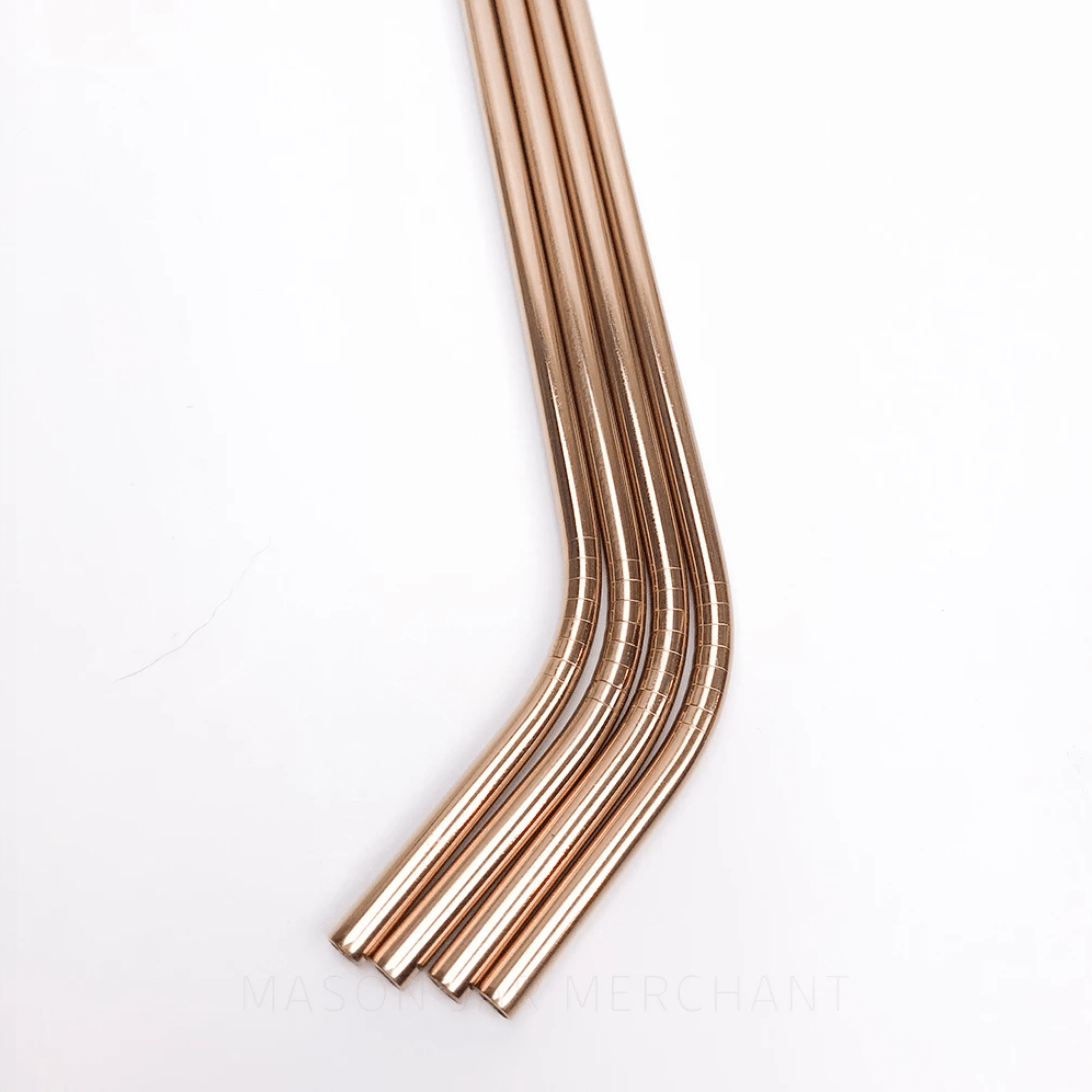 8 inch bent rose gold stainless steel reusable straw