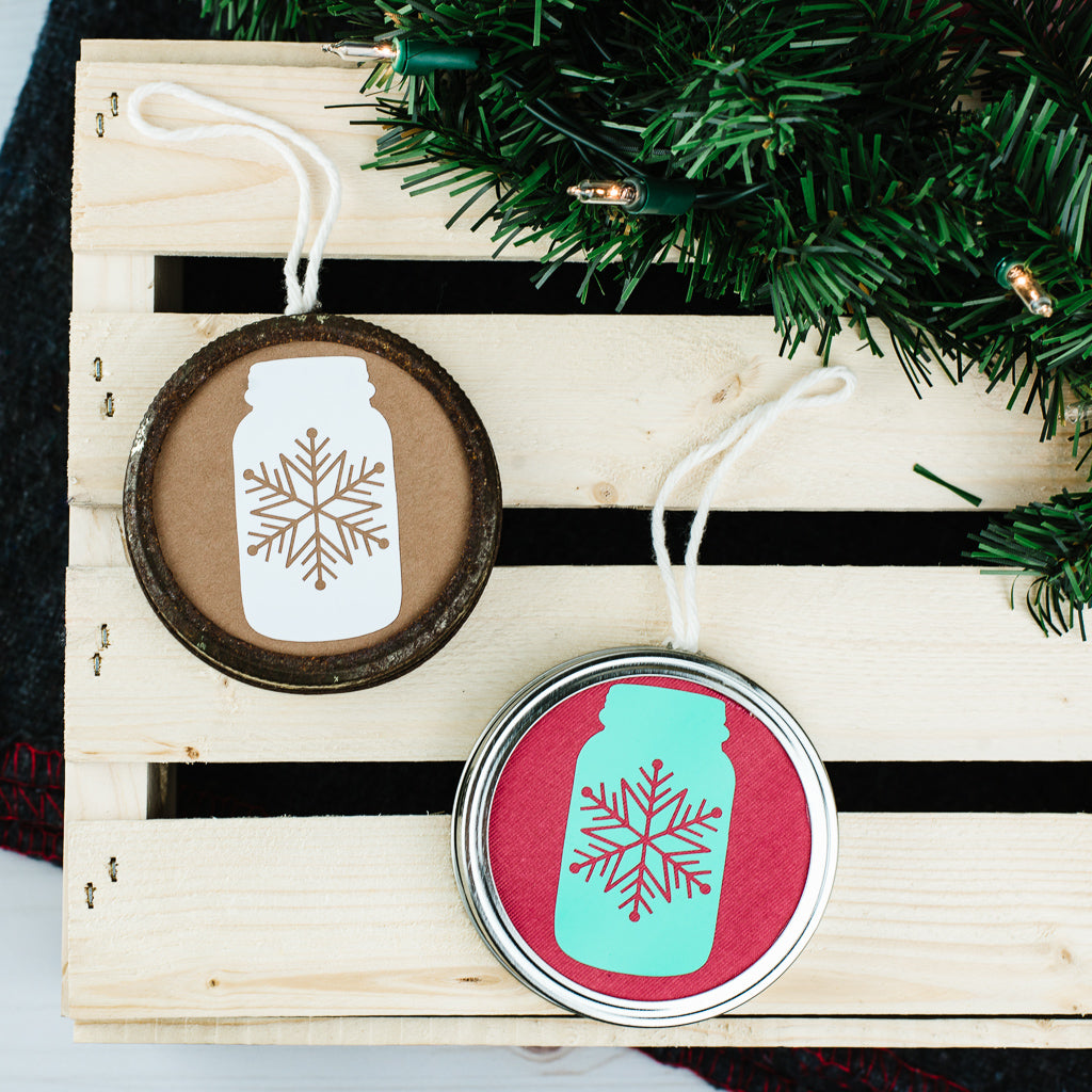DIY Double-Sided Mason Jar Ring Christmas Ornament