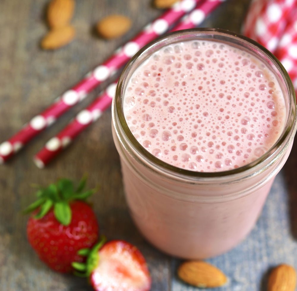 HCG - Paleo - Whole 30 Friendly Strawberry Protein "Milk Shake" - Mason Jar Merchant