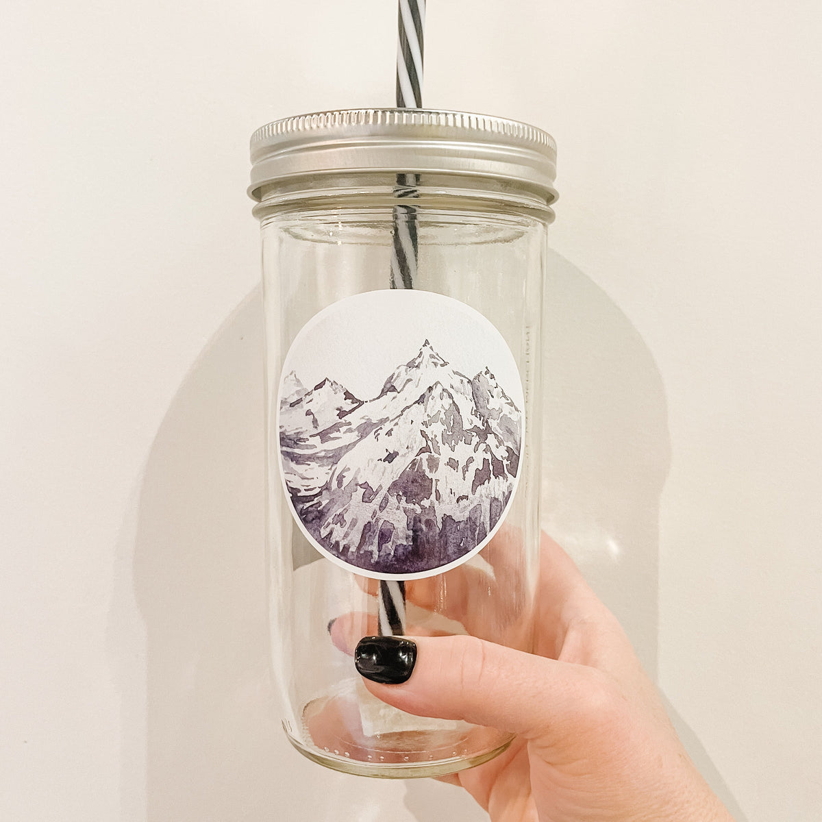 Mountain Peak - Moody Watercolor Mason Jar Tumbler