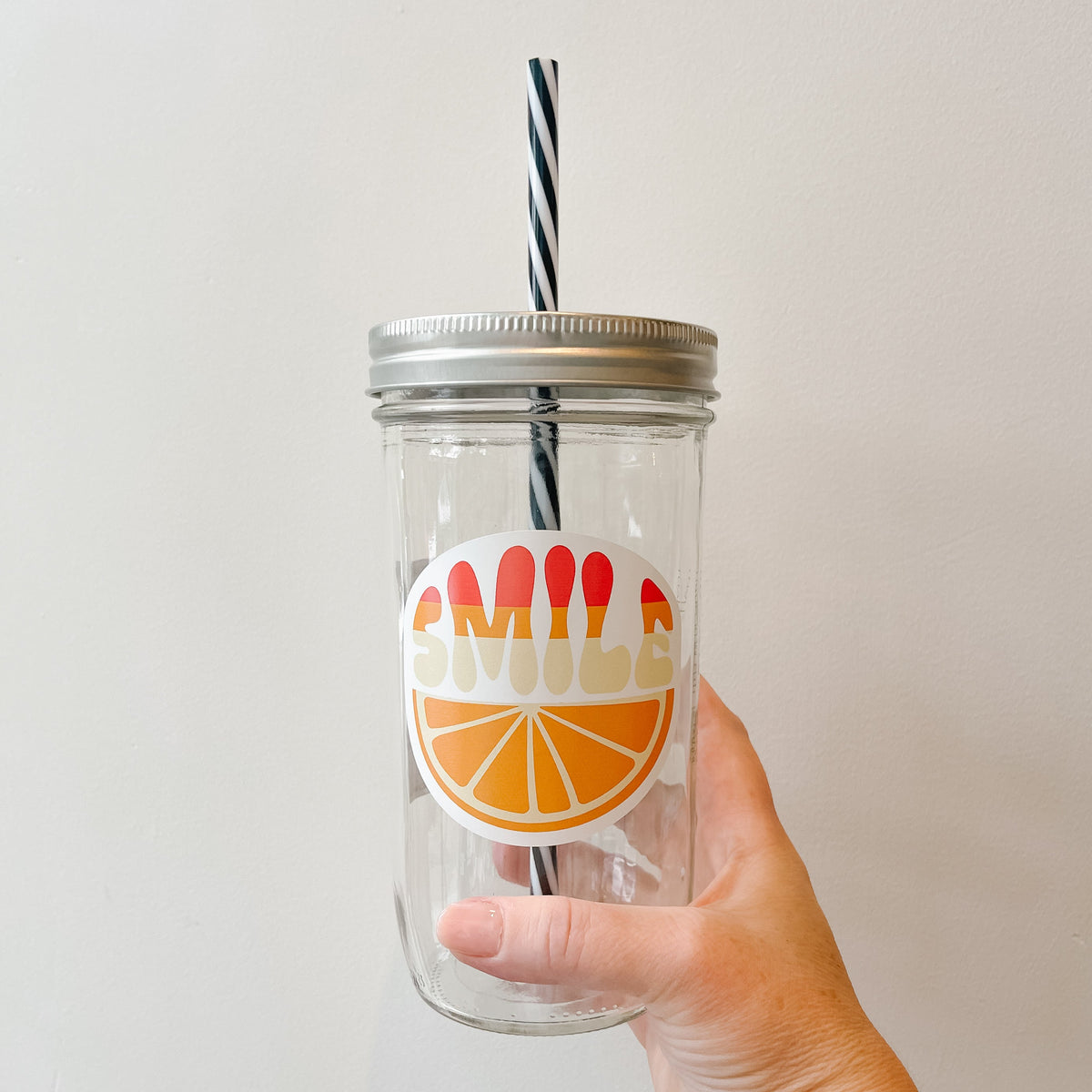 Smile Fruity Retro Mason Jar Tumbler