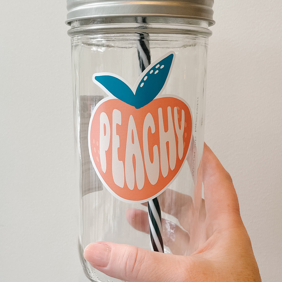 Peachy Fruity Retro Mason Jar Tumbler