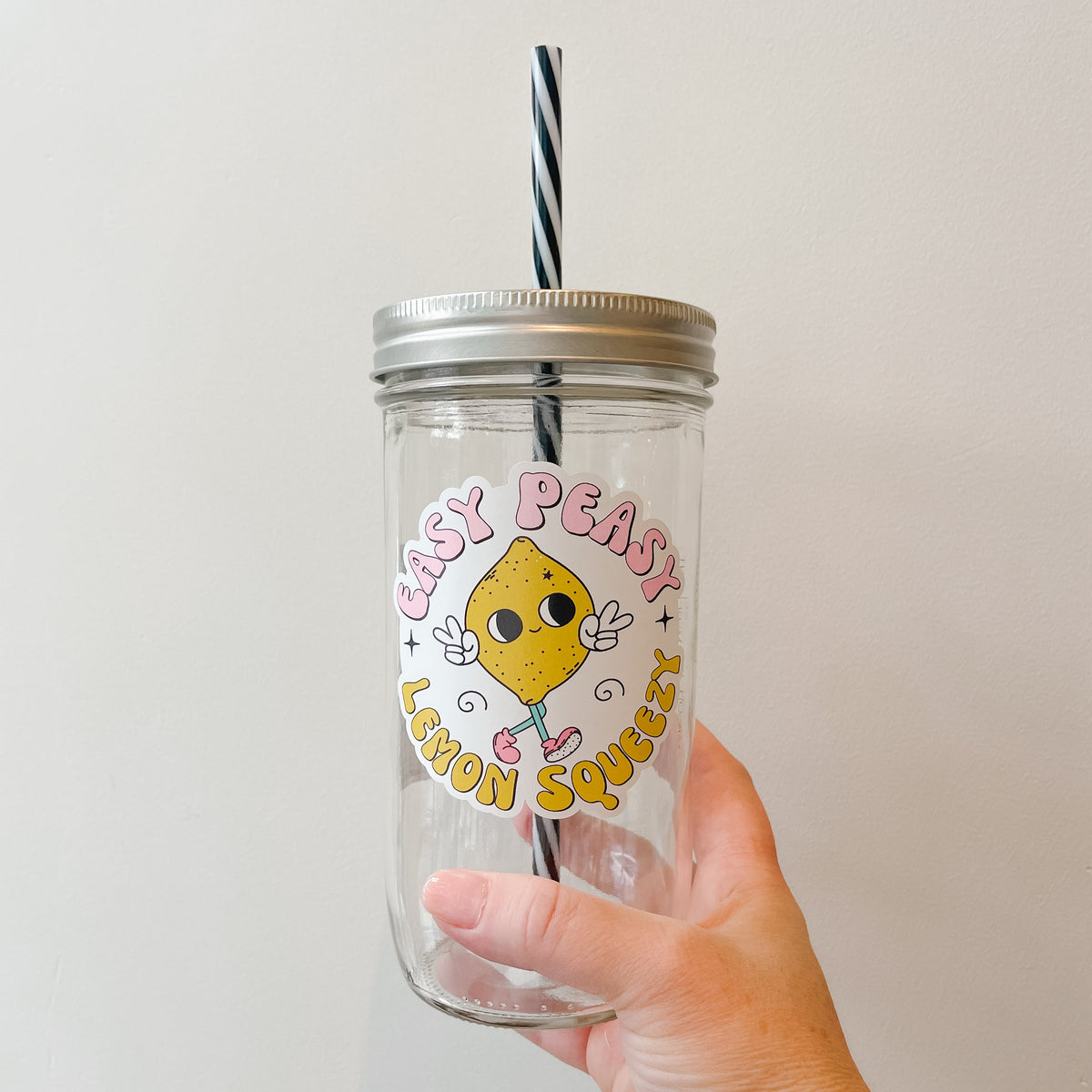 Easy Peasy Lemon Squeezy Fruity Retro Mason Jar Tumbler