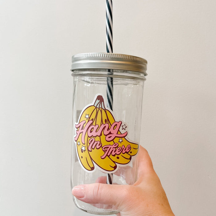 Hang In There Fruity Retro Mason Jar Tumbler
