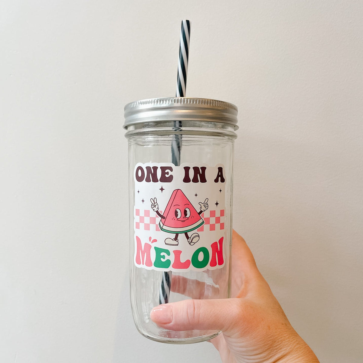 One In A Melon Fruity Retro Mason Jar Tumbler