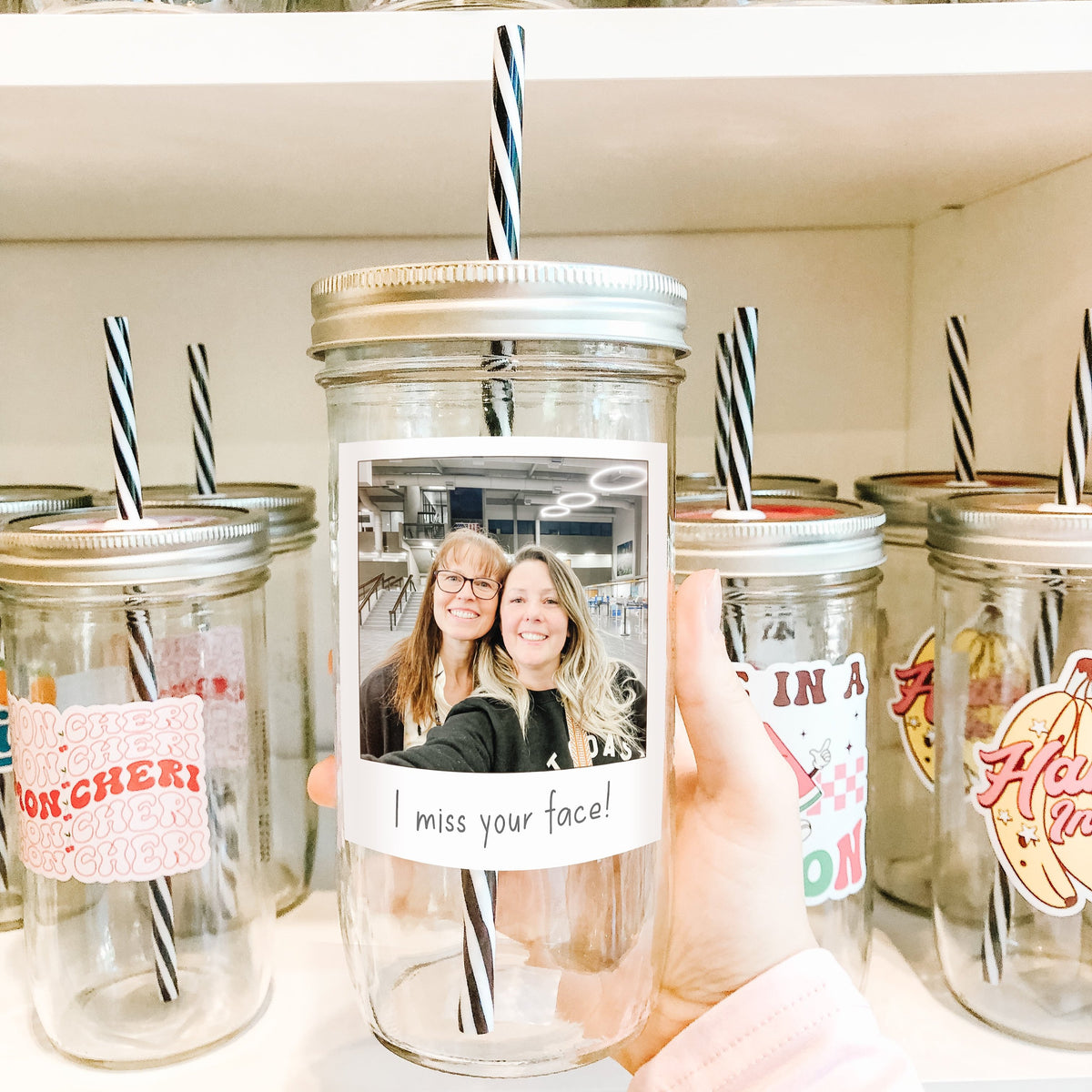 SOLD OUT - Custom Polaroid Mason Jar Tumbler – Beautiful Memories with Every Sip