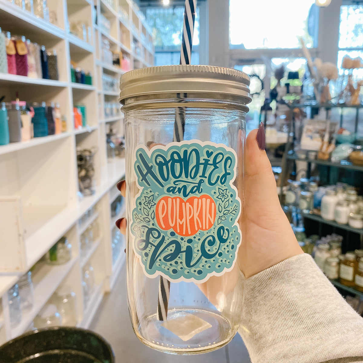 Hoodies &amp; Pumpkin Spice Mason Jar Tumbler