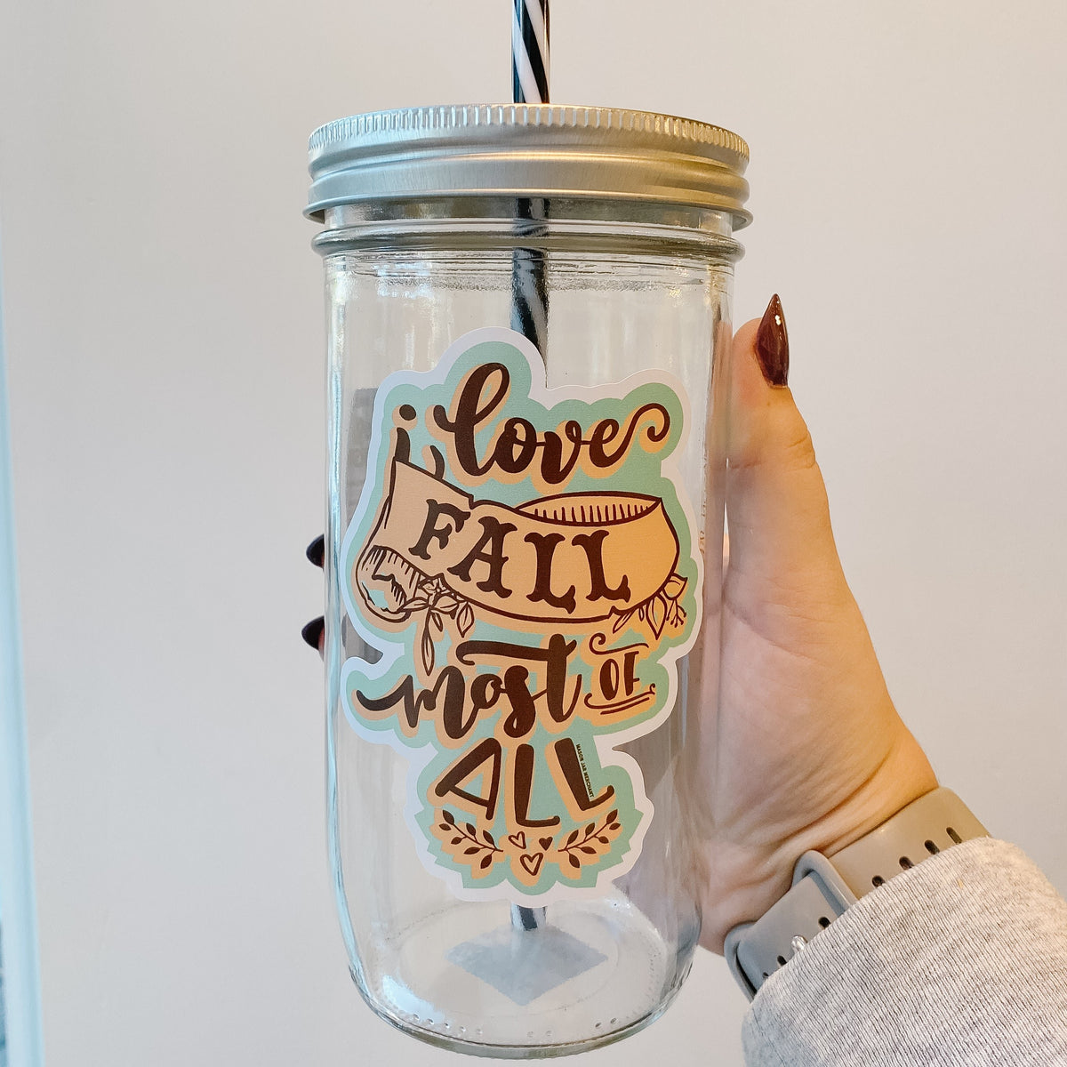 I Love Fall Most Of All Mason Jar Tumbler