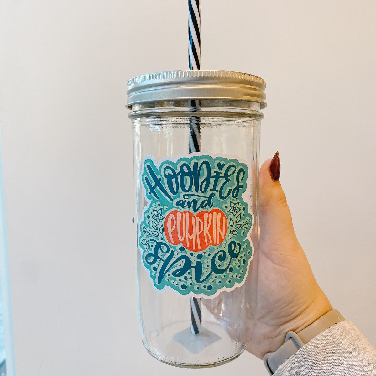 Hoodies &amp; Pumpkin Spice Mason Jar Tumbler