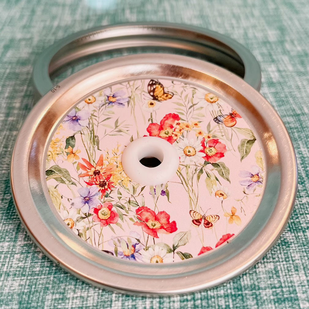 Blissful Blooms - Floral Mason Jar Straw Lid