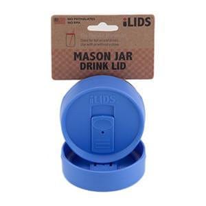 Periwinkle reusable drink lid for a mason jar against a white background