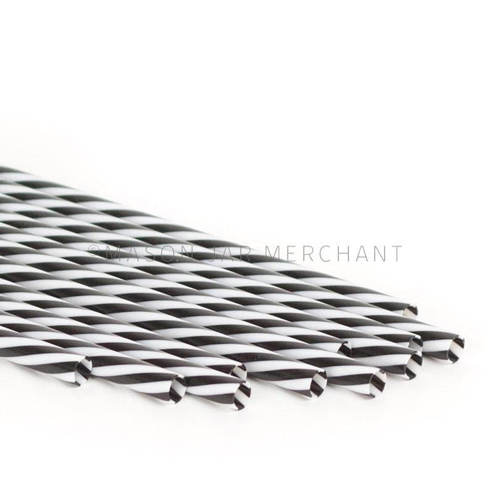 Black Stripe Reusable Plastic Straw