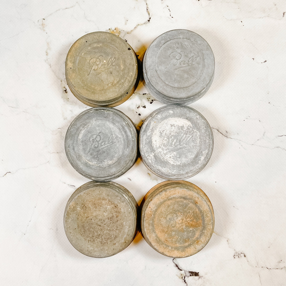 Vintage Zinc Ball Mason Jar Lids with Ceramic Inserts