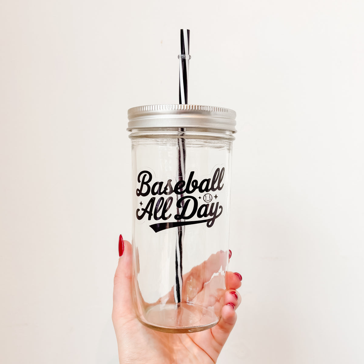 Baseball All Day Mason Jar Tumbler