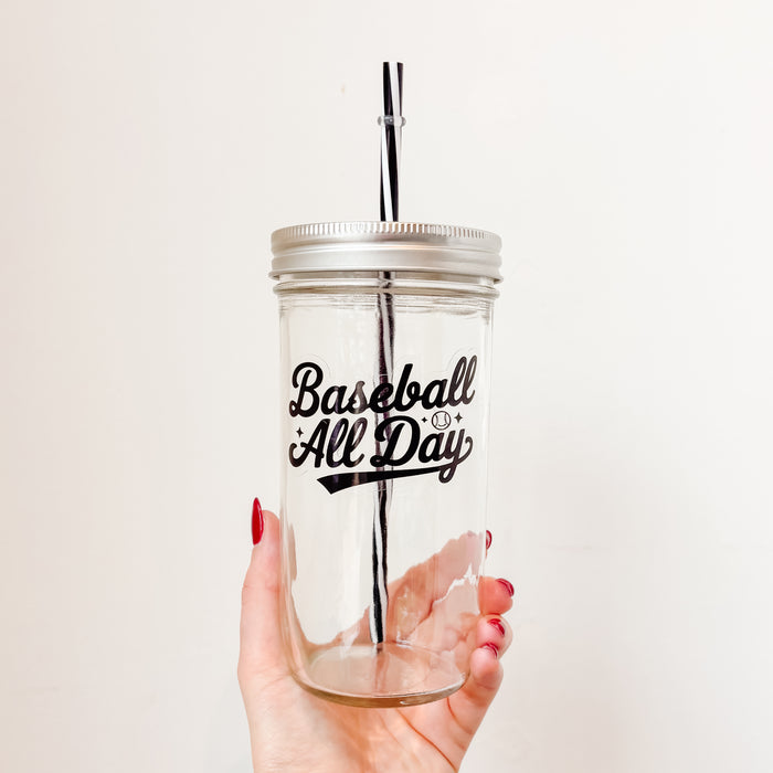 Baseball All Day Mason Jar Tumbler