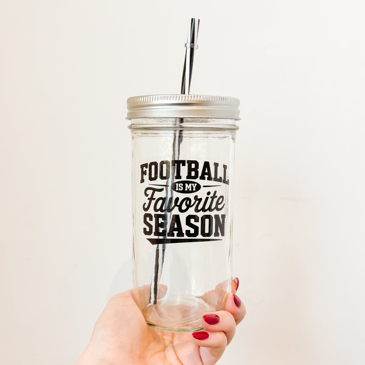 Football is My Favorite Season Mason Jar Tumbler