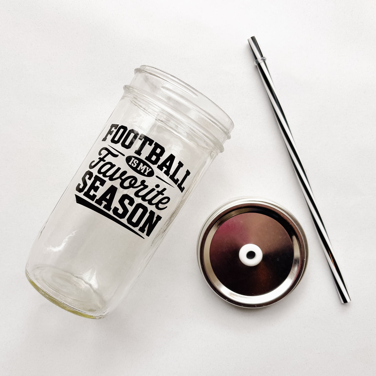 Football is My Favorite Season Mason Jar Tumbler