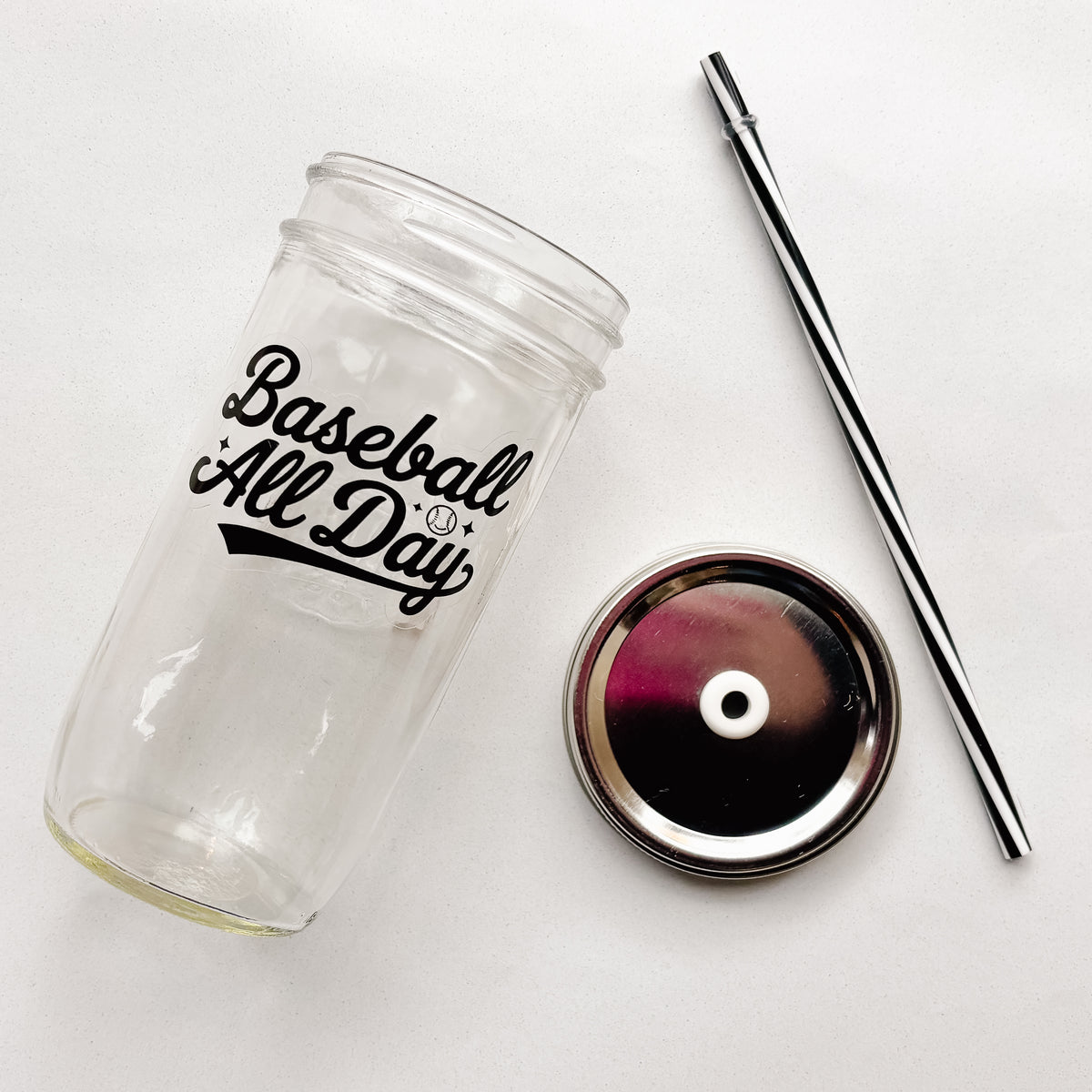 Baseball All Day Mason Jar Tumbler