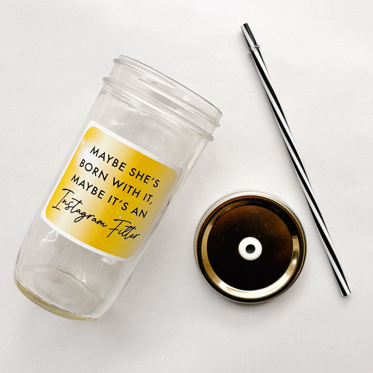 Maybe She's Born With It Mason Jar Tumbler