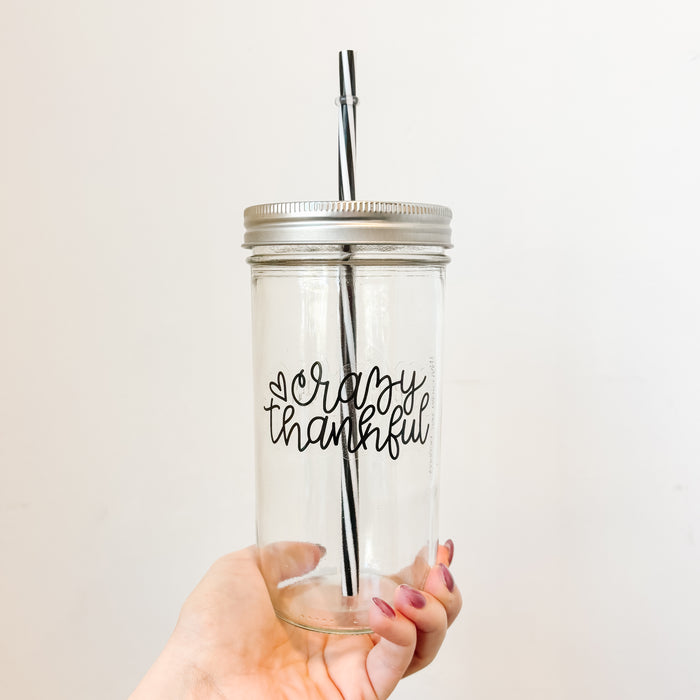 Crazy Thankful Mason Jar Tumbler