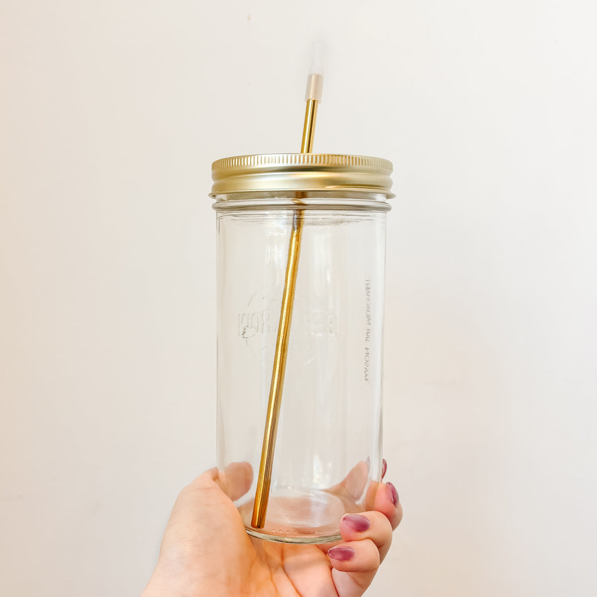 Minimalist 24 oz Tumbler, Gold Lid & Straw, Clear Straw Tip