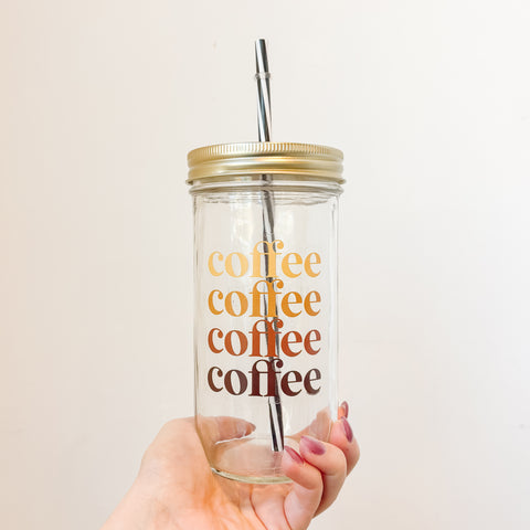 Coffee Coffee Coffee Coffee (Bold) Mason Jar Tumbler