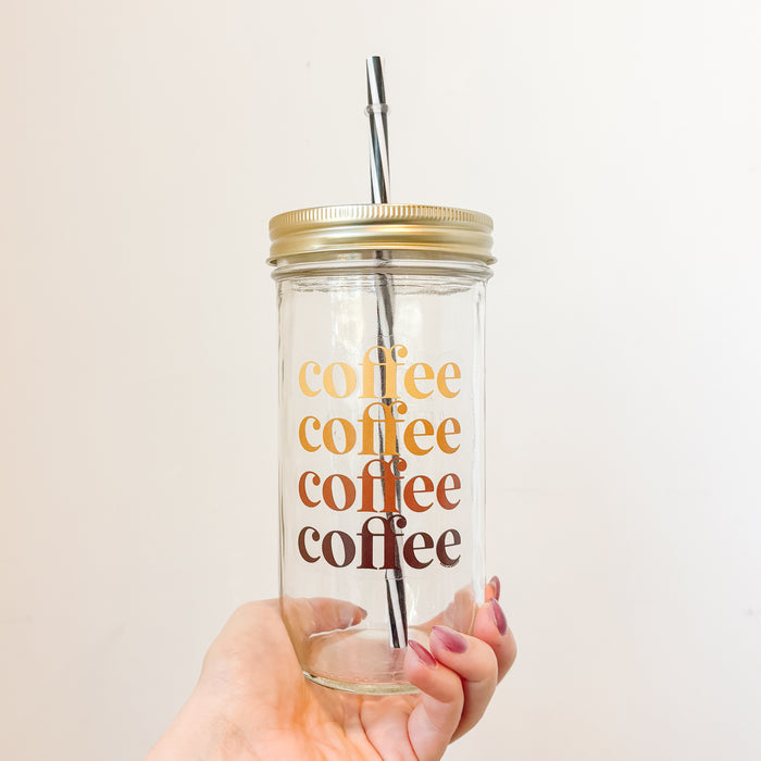 Coffee Coffee Coffee Coffee (Bold) Mason Jar Tumbler