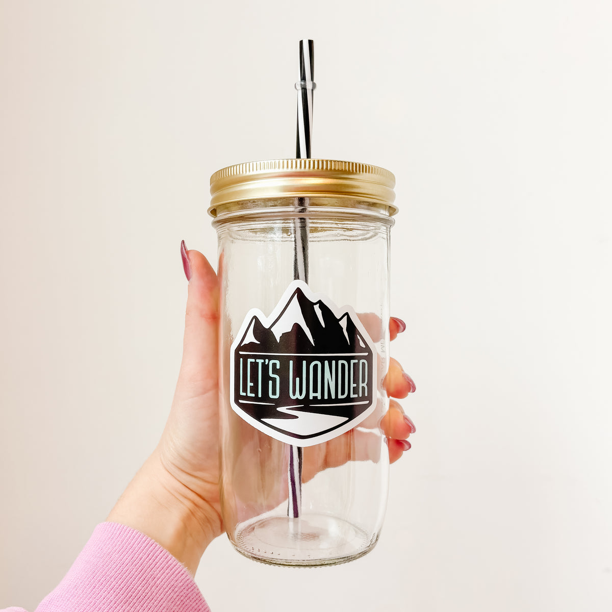 Let's Wander Mason Jar Tumbler