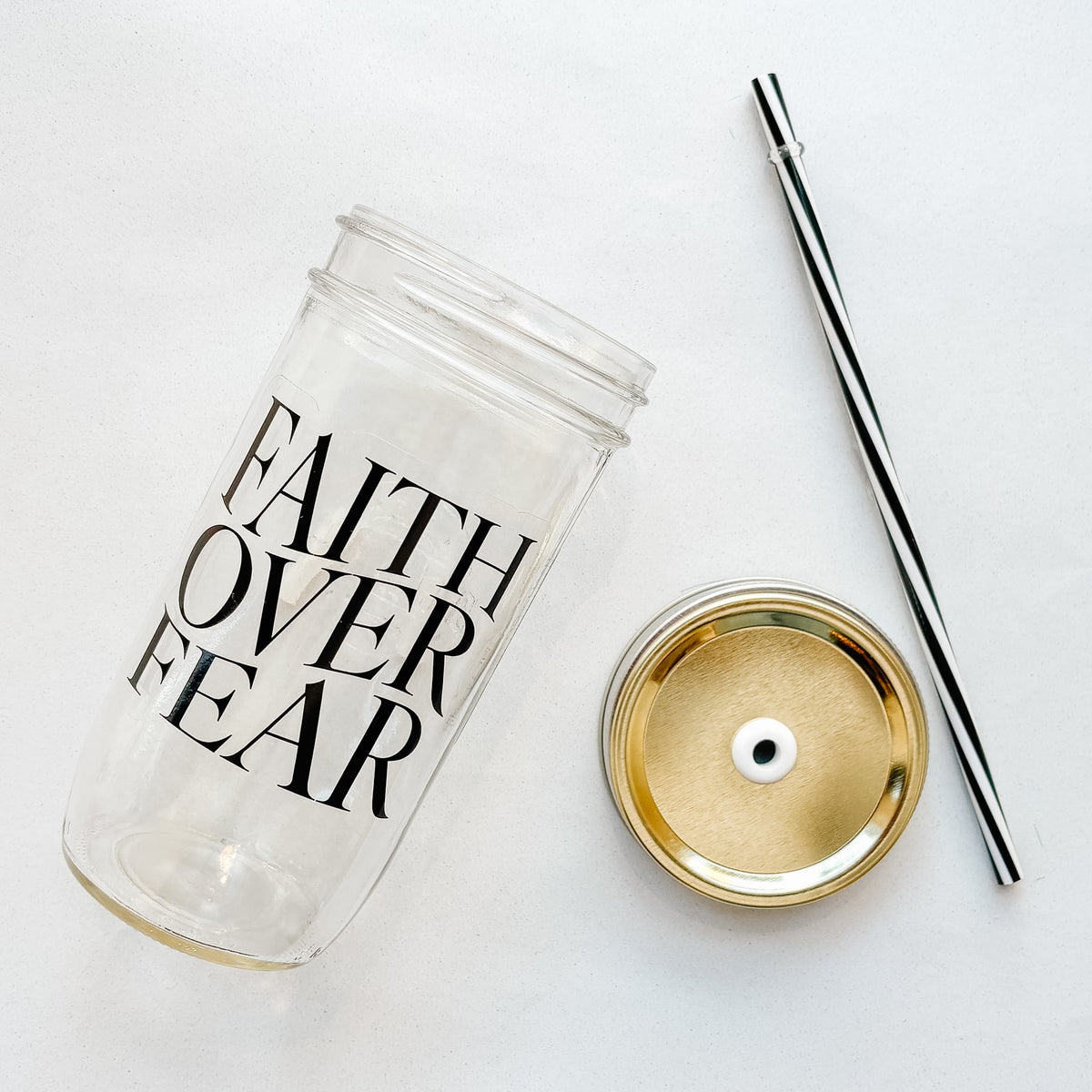 Faith Over Fear Mason Jar Tumbler